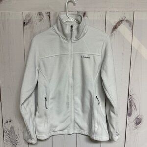 Columbia Benton Springs Full Zip Women’s Large White Fleece Good